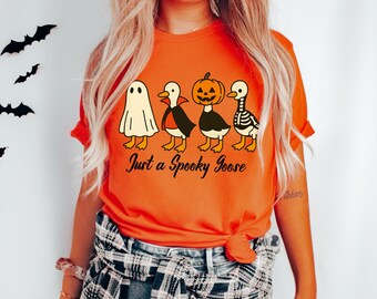 Spooky Goose Halloween Shirt: Retro Costume Animal Tee