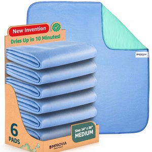 6 Pack IMPROVIA Washable Underpads 34 x 36 Heavy Absorbency Reusable Bedwetting Incontinence Pads for Kids, Adults, Elderly, and Pets image 1