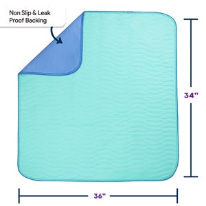 2 Pack - IMPROVIA Washable Underpads 34" x 36" Heavy Absorbency Reusable Bedwetting Incontinence Pads for Kids, Adults, Elderly, and Pets image 4