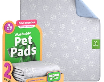 2 Pack - IMPROVIA Reusable Puppy Pads 36" x 41"  Extra-Absorbent Reusable Pads for Pets