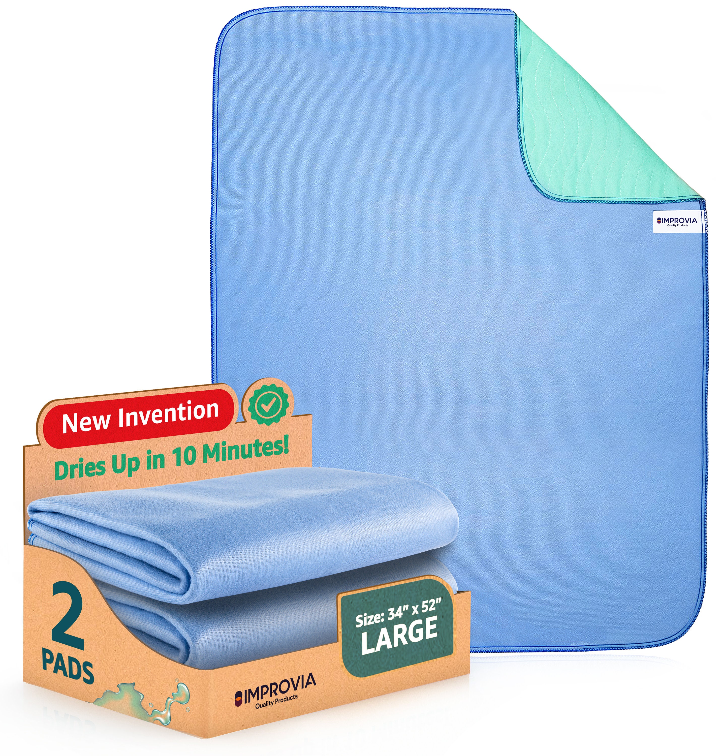 Washable Bed Pads/reusable Incontinence Underpads 30x36-4 Pack Blue, Green,  Tan and Pink Ideal for Children and Adults 