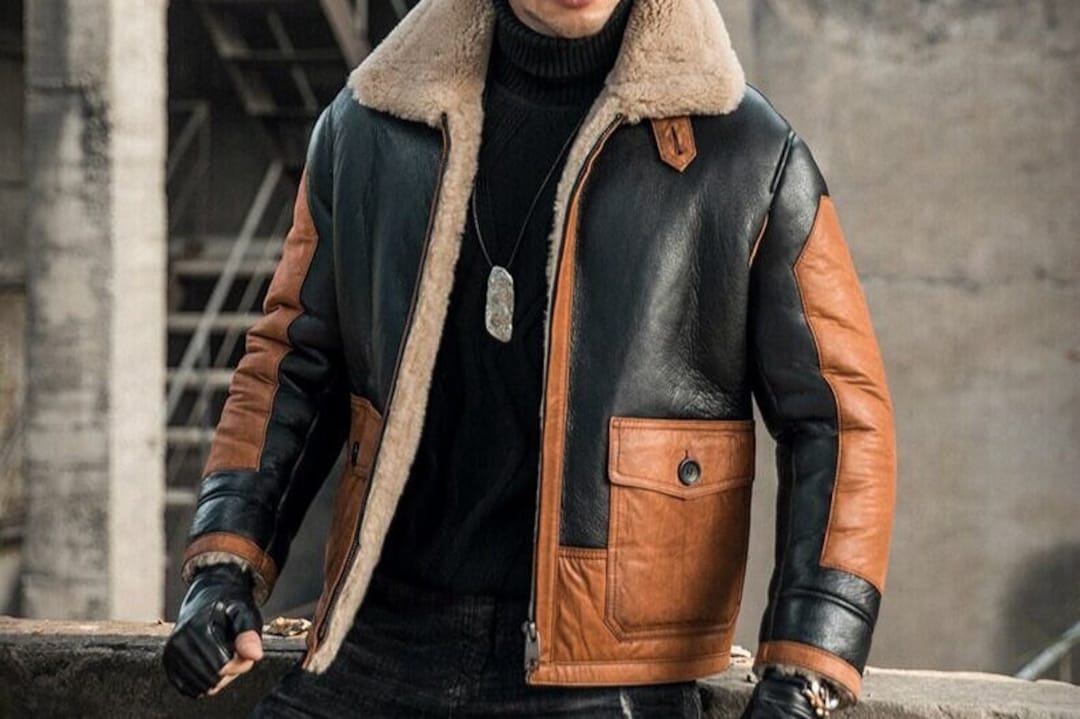 The Classic Men's Black and Brown Leather Jacket Etsy