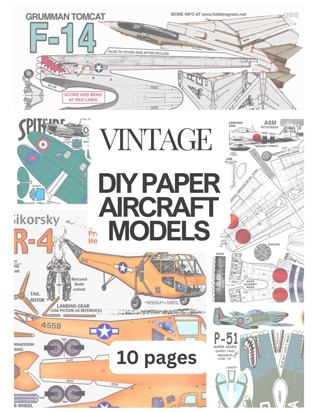 Vintage DIY Paper Aircraft Model Pdf - Etsy