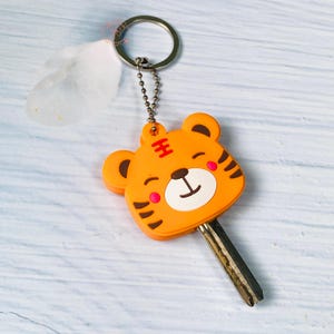 Pvc-sleutelcovers, schattige tijger-sleutelklep, kawaii dierensleutelklep, gezellige sleutelhouder, sleutelkapje, sleuteletui DIY, sleutelklep voor huissleutel, sleutelaccessoires