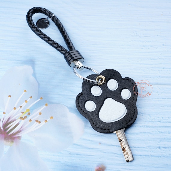 Black Cat Paw Key Cover,Leather Key Covers,Cute Key Cover,Kawaii Key Cover,Cozy Key Holder,Key Cap,Key Case DIY,Key Cover for House Key