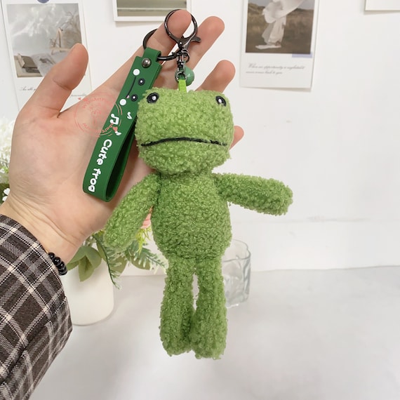 2Pcs Frog Keychain Cute Green Frog Cartootn Keyring Acrylic Animal