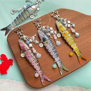 Fisch Köder Schlüsselanhänger, Lucky Keyring, Fisch locken Schlüsselanhänger, Schlüsselanhänger mit Buchstaben Charms, Y2K Fisch Taschenanhänger, Fisch Anhänger, Taschendekoration