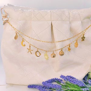 Design Your Purse Charm Chain, Personalized Charm Bag Chain, Purse Accessory, Unique Bag Pendant, Gold Bag Chain, Best Friend Gifts