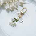 Custom Floral Keychain, Floral Gold Keyholder, Lily of the Valley Charm, Botanical Jewelry, Purse Decorations, Keychain with Initial Charm product logo
