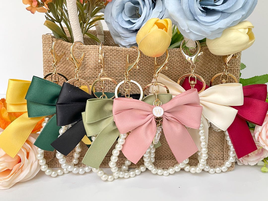 Bow Ribbon Keychain, Elegant Bow Charm Keychain, Ribbon Key Chain, Cute ...