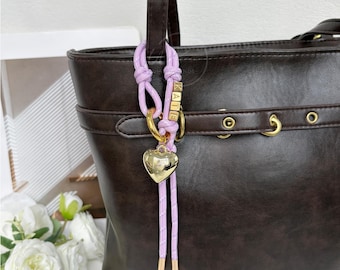 Dije de cuerda trenzada personalizado para bolso, llavero de cuerda de metal, dije de cadena para bolso, dije para bolso hecho a mano, dijes para bolso grueso, regalo para ella