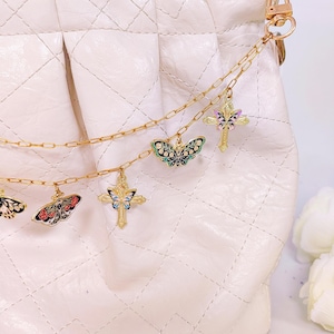 Colorful Butterfly Bag Charm, Design Your Purse Charm Chain, Purse Accessory, Gold Bag Chain, Pick Your Charms, Accessory for Womens Bag