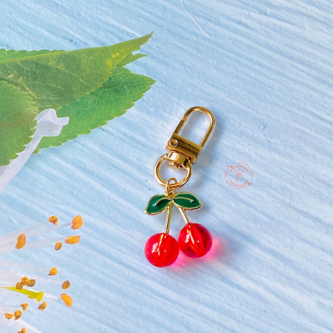 Red Cherry Keychain,cute Fruit Keychain,kawaii Phone Charm,birthday