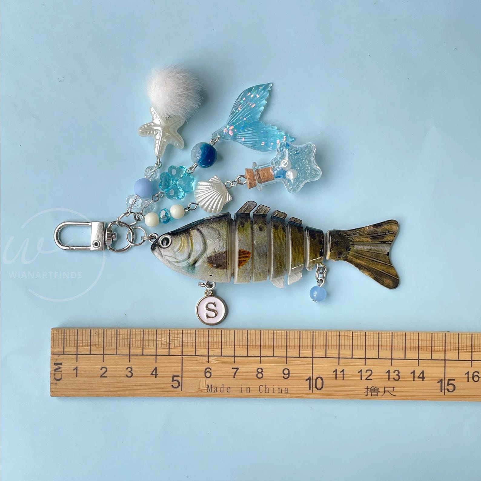 Fish Keychain With Charm, Fish Bait Keychain, Fish Pendant, Handmade ...