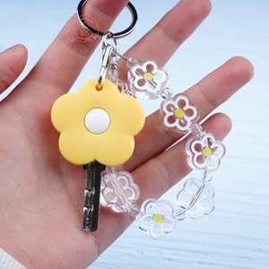 Yellow Flower Key Cap,PVC Key Covers,Cute Key Cover,Kawaii Key Cover,Cute Keychain,Key Case DIY,Key Cover for House Key,Key Accessories