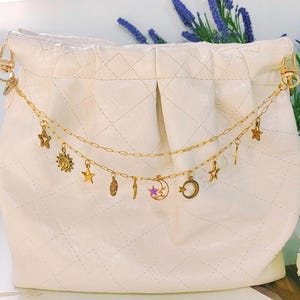 Star and Moon Chin Charm, Personalized Charm Bag Chain,Unique Bag Pendant, Gold Bag Decorations, Purse Chain Accessories, Mini Bags Keychain