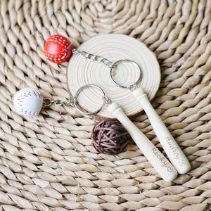 Engraved Baseball Keychain, Personalized Baseball Keychain, Baseball Name Tag for Key, Athlete Bag Tag Charm, Team Player Gifts