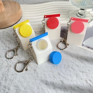 Cute Milk Pill Holder Keychain, 3D Printed Pill Container, Mini Pill Case Keychain, Medicine Case, Pill Box Keychain, Pill Bottle