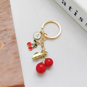 Red Cherry Keychain, Cute Friut keychain, Personalized Gift For Little Girls, Purse Dangle Accessory, Cherry Bag Charm for Women