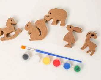 Kids Family Set Wooden Fun Toy Set Animal and Food Matching Birthday Gift 