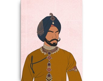 Royal Singh, Sardar Canvas Art, Sikh Wall Art, Sikh Painting, Punjabi Home Decor, Royal Singh Art on Thin Box Canvas