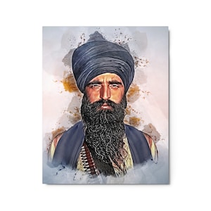 Sant Jarnail Singh Bhindranwale, Metal Art Print, Sikh Art Painting, Custom-made Watercolor Artwork of Bhindranwale on Metal Canvas