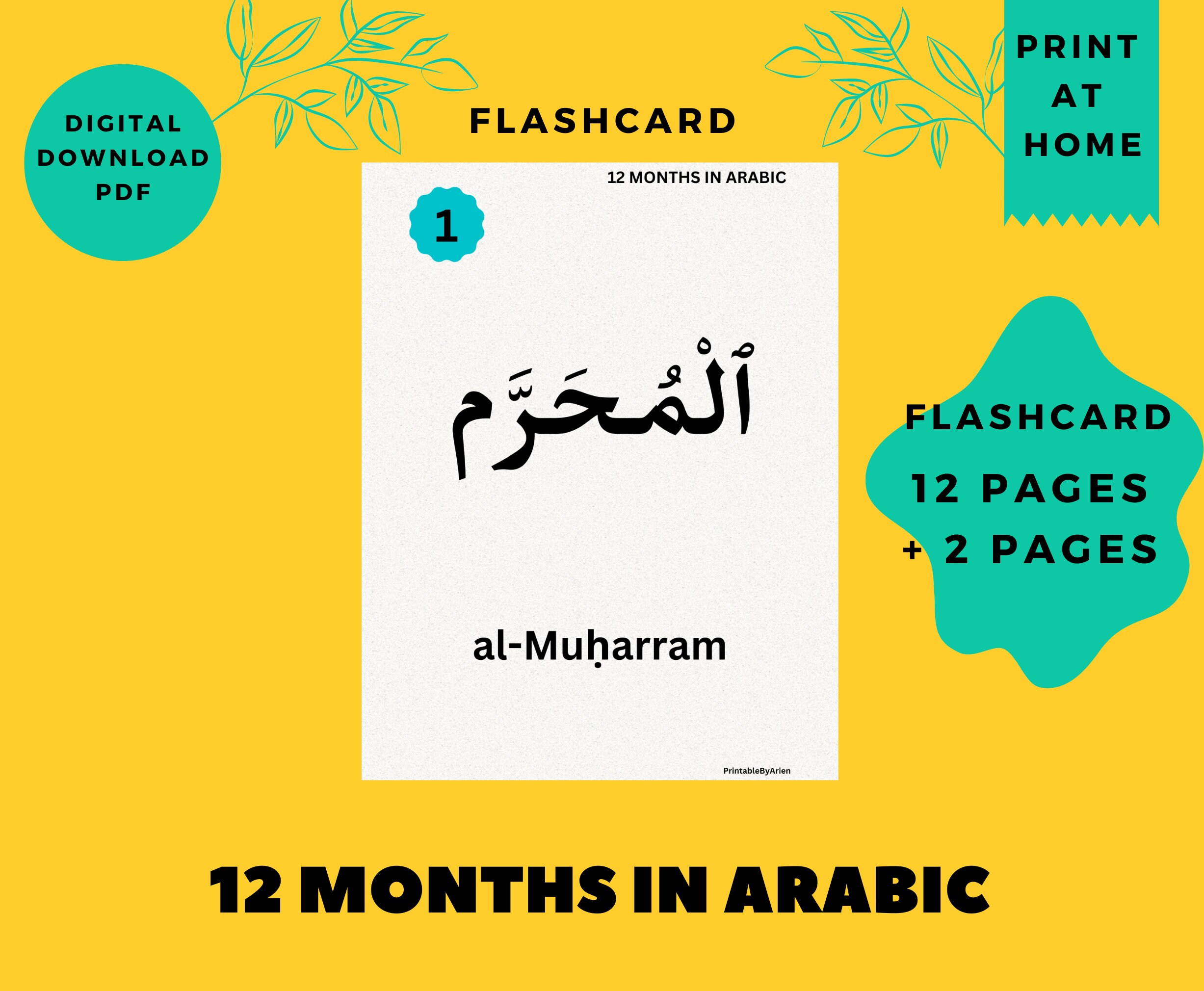 12 Months in Arabic Educational Flash Cards | Islamic Wallpaper ...