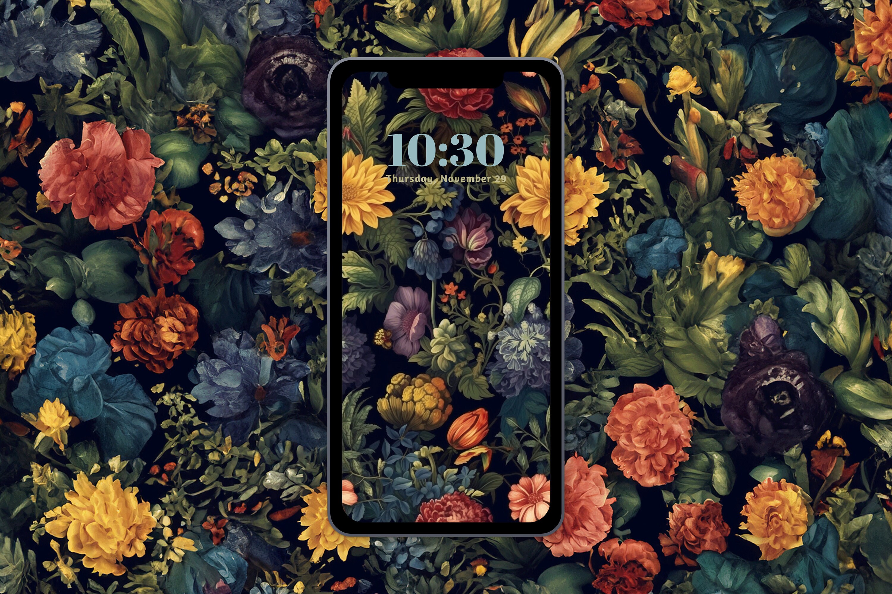 Dark Academia iPhone Wallpaper Bundle, Vintage Floral Cottagecore ...
