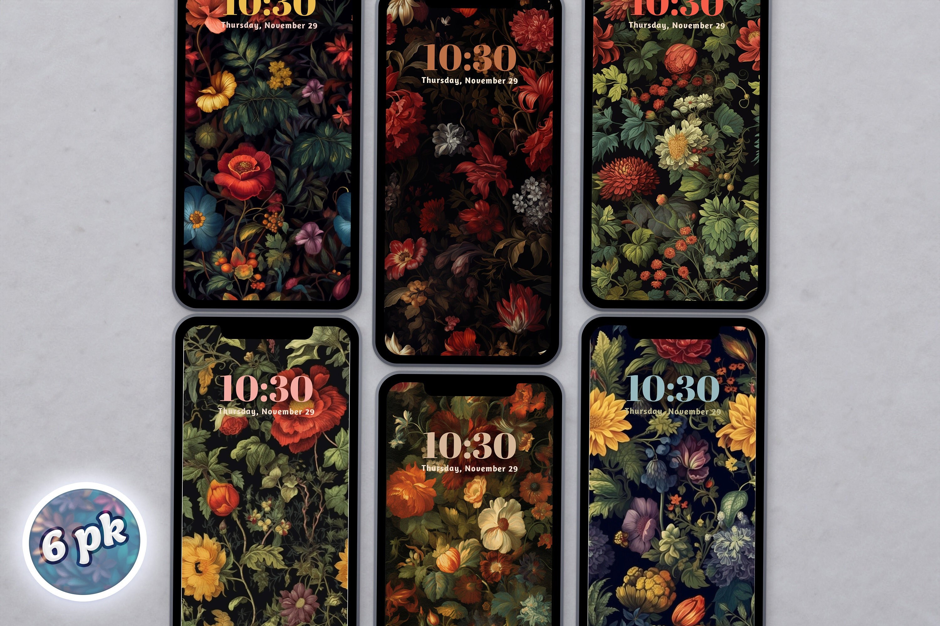 Dark Academia iPhone Wallpaper Bundle, Vintage Floral Cottagecore ...