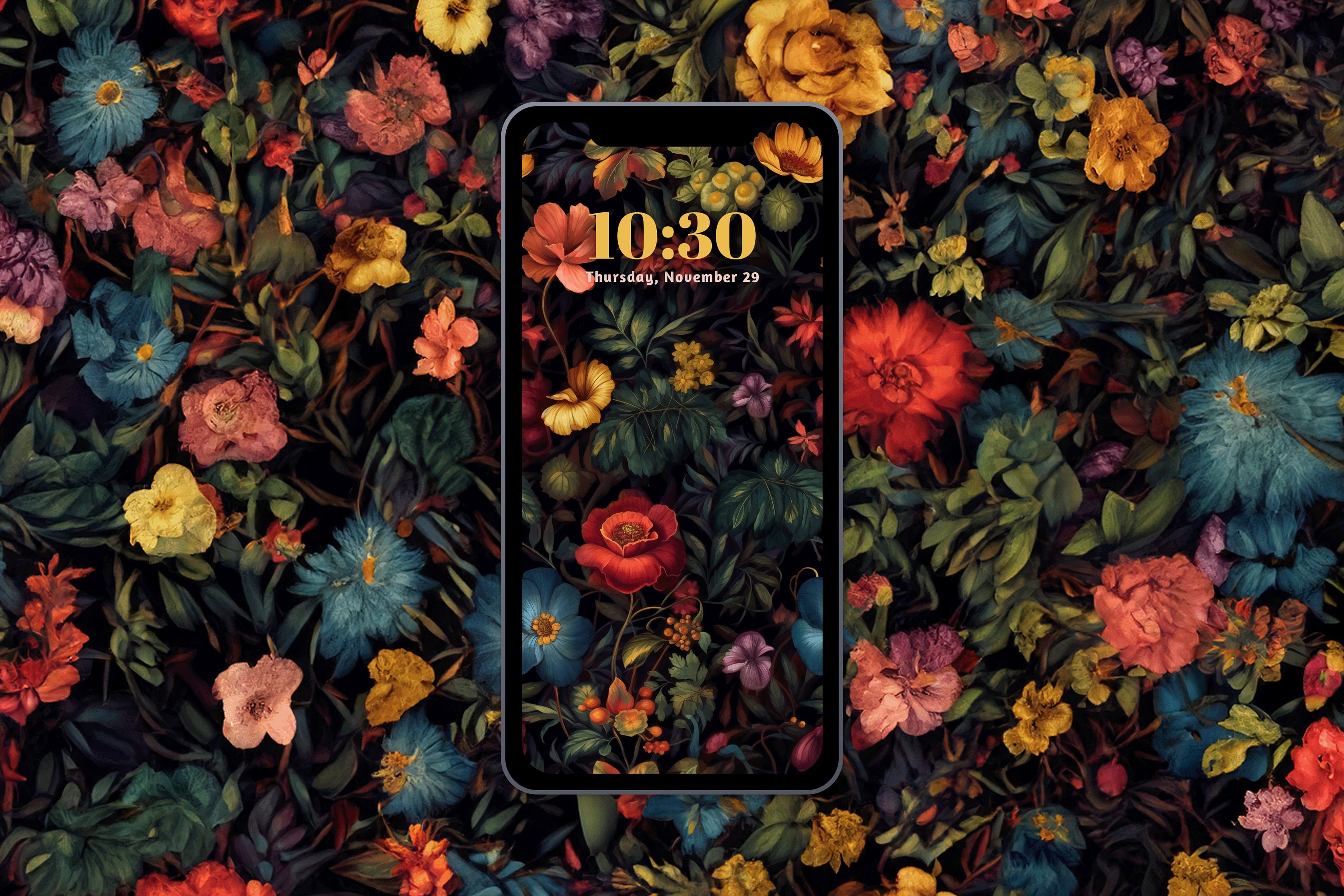 Dark Academia iPhone Wallpaper Bundle, Vintage Floral Cottagecore ...