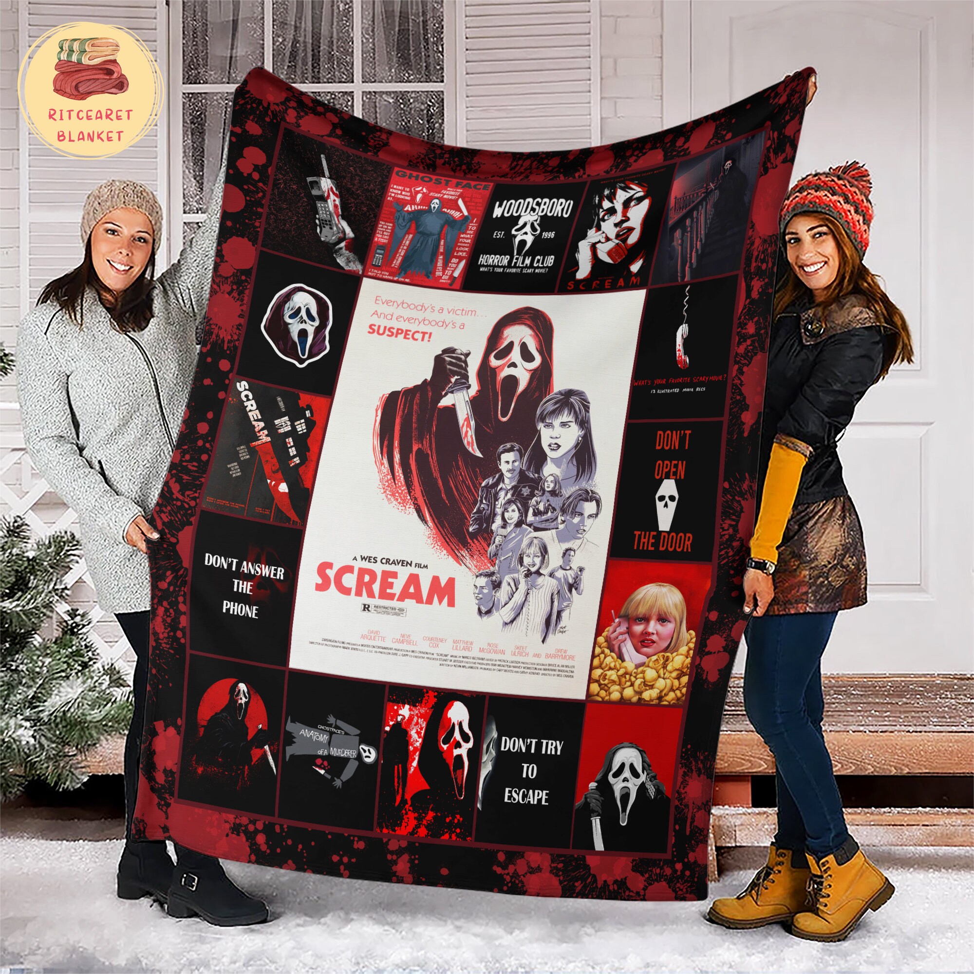 Scream Fleece Blanket Mink Sherpa Blanket Ghostface Blanket Etsy