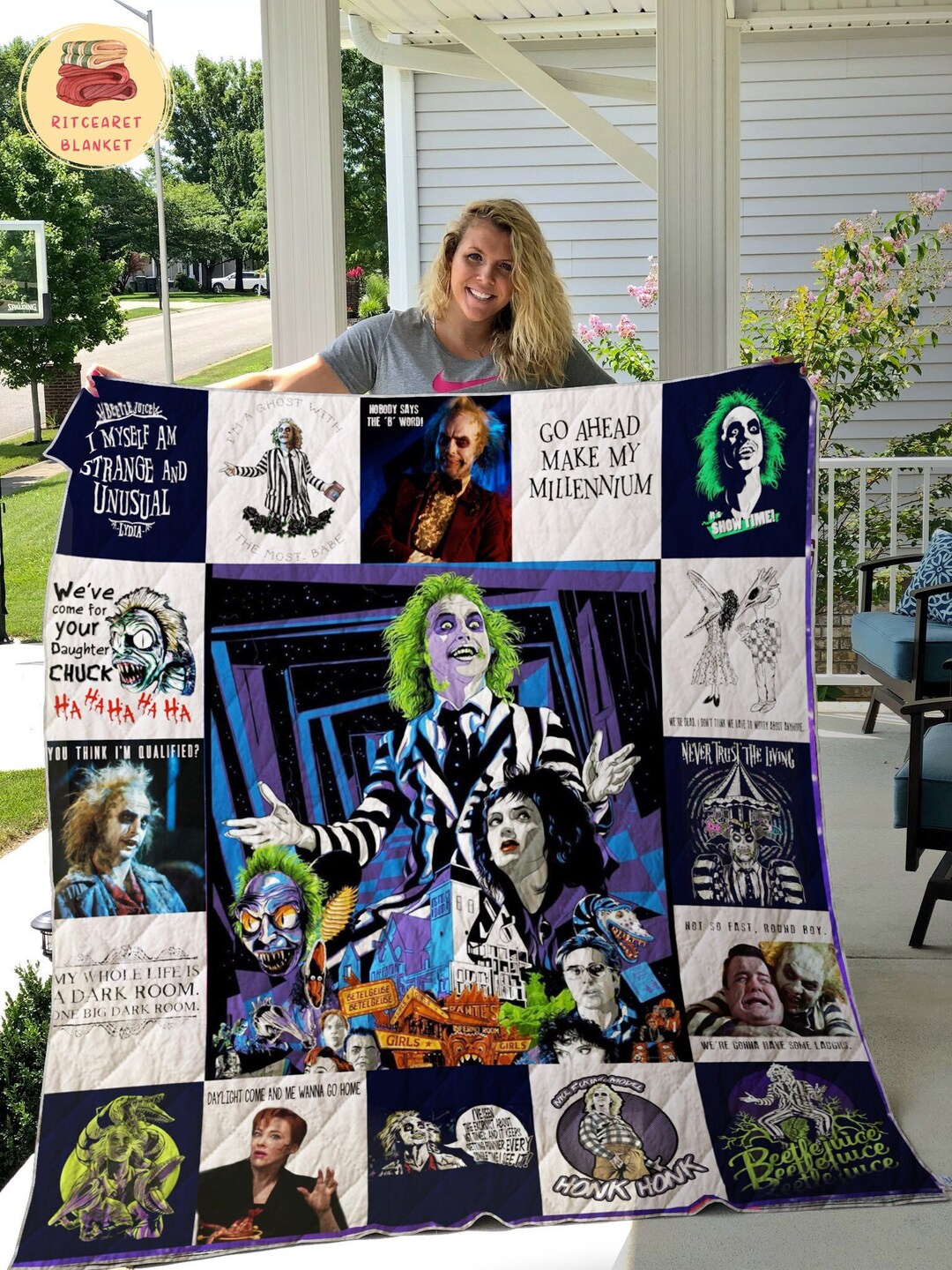 Beetlejuice Quilt for Fans Fleece Blanket Mink Sherpa Etsy