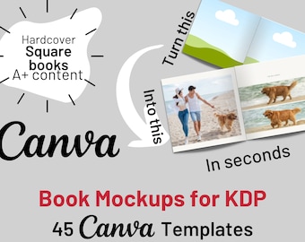 KDP Book Mockup Bundle: Square Hardcover Canva Templates (A+ Content)