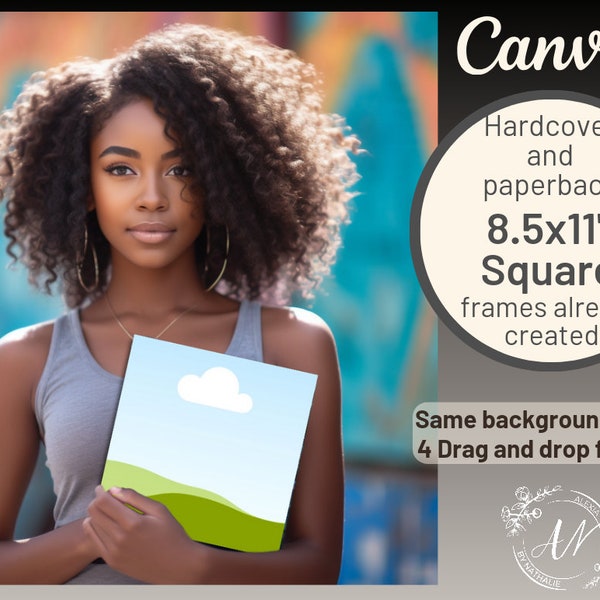 KDP Book Cover Mockup, Canva Cover Mock-Up Template, A Plus Content, Girl Model Mock Up, Young Adults and Teens Book, Afro American Model