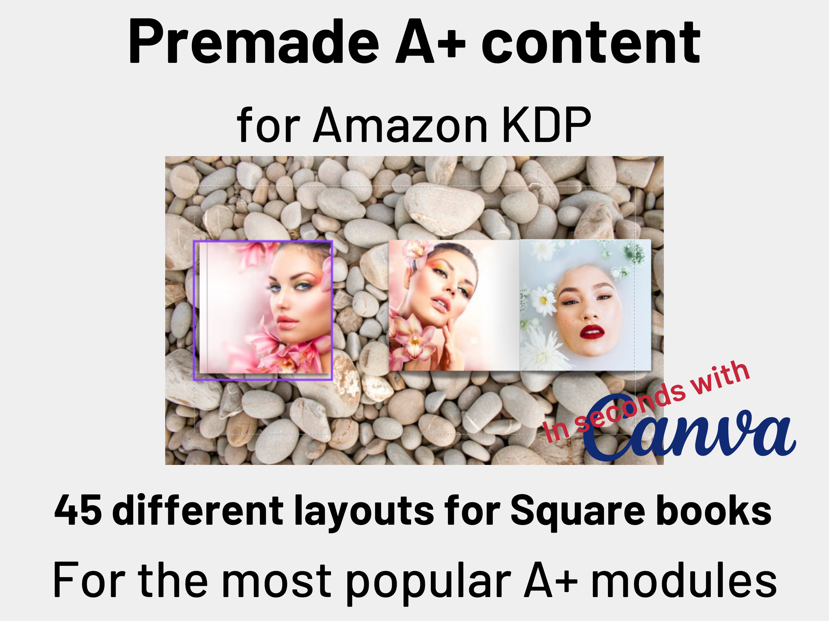 KDP Book Mockup Bundle: Square Hardcover Canva Templates (A+ Content ...