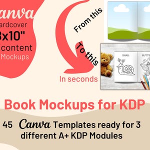 KDP Book Mockup Canva Template: 8x10 Hardcover A+ Content (PDF Download)