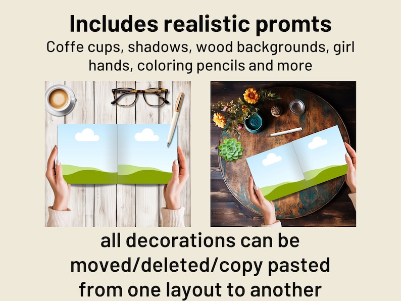 KDP Book Mockup for A Plus Content, Canva Template, Square Open ...