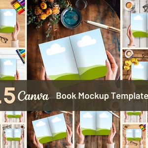 Maqueta de libro KDP para contenido A Plus, plantilla Canva, maqueta interior abierta 8.5x11, publicación de Instagram de Bookstagram, redes sociales para autores