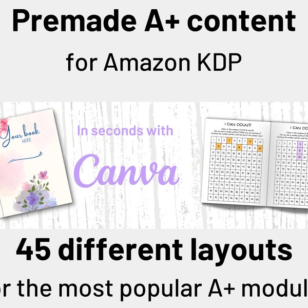 KDP Book Mockup for A Plus Content, Canva Templates Bundle, 8.5x11 Book Interior and Cover Mockup, Hardcover A+ Content, Notebook Mock-up