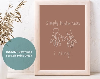 Hymn Wall Art, Rock of Ages, Gospel Song, Bible Verse Printable, Modern Scripture Art, Christian Gift, Inspirational Christianity, Download