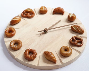 Lindo reloj de pared de pan de 35 cm y 30 cm para cafetería