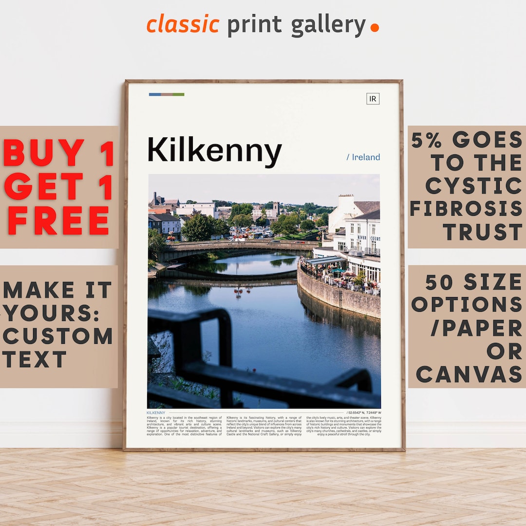 Kilkenny Print, Kilkenny Wall Art, Kilkenny Color Poster With Text