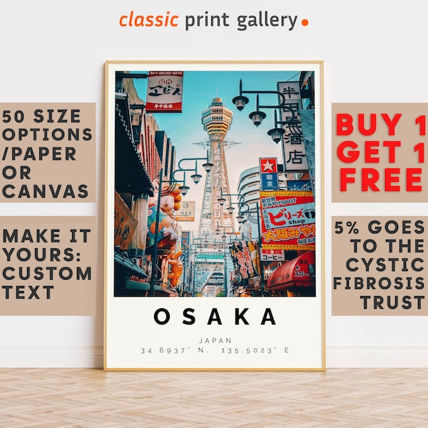 Osaka Poster Colorful Print, Osaka Wall Art, Osaka Photo Decor, Osaka Gift Travel Print,Japan,Travel Posters,Tourism,8843