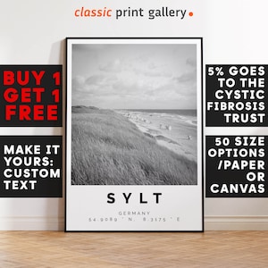 Sylt Print,Sylt Wall Art,Sylt Black and White Poster,Personalized Birthday Travel Gift Present Photography Artwork Germany 14233a