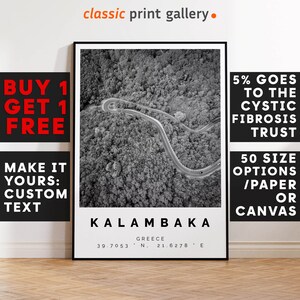 Kalambaka Print,Kalambaka Wall Art,Kalambaka Black and White Poster,Personalized Birthday Travel Gift Present Artwork Greece 14342a