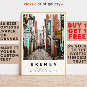 Bremen Poster Colorful Print, Bremen Wall Art, Bremen Photo Decor, Bremen Gift Travel Print,Office Wall Art,7760