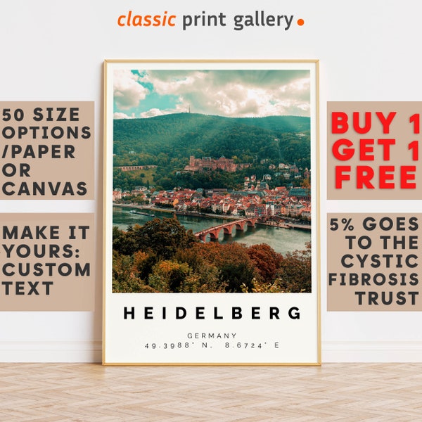 Heidelberg Poster Colorful Print, Heidelberg Wall Art, Heidelberg Photo Decor, Baden-Württemberg,Travel Poster Decor,9077