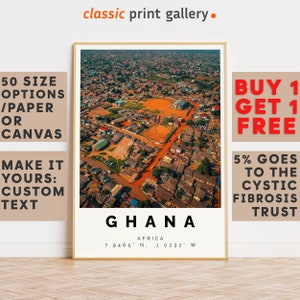 Ghana Poster Colorful Print, Ghana Wall Art, Ghana Photo Decor, Ghana Gift Travel Print,Housewarming Gift,Travel Gift,9244