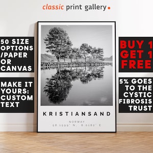 Kristiansand Poster Black and White Print, Kristiansand Wall Art, Kristiansand Travel Poster, Kristiansand Photo,Norway,5801 image 1