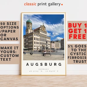 Augsburg Poster Colorful Print, Augsburg Wall Art, Augsburg Photo Decor, Augsburg Gift Travel Print,Bavaria,Holiday Art,10722